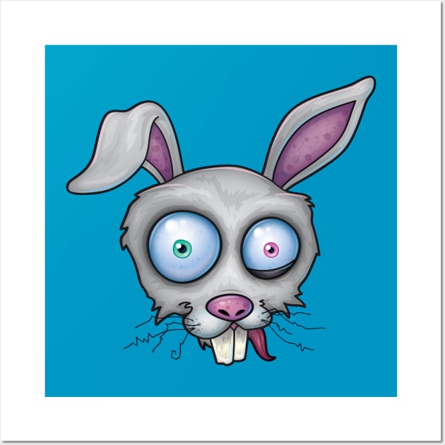 Crazy White Rabbit Wall Art by fizzgig